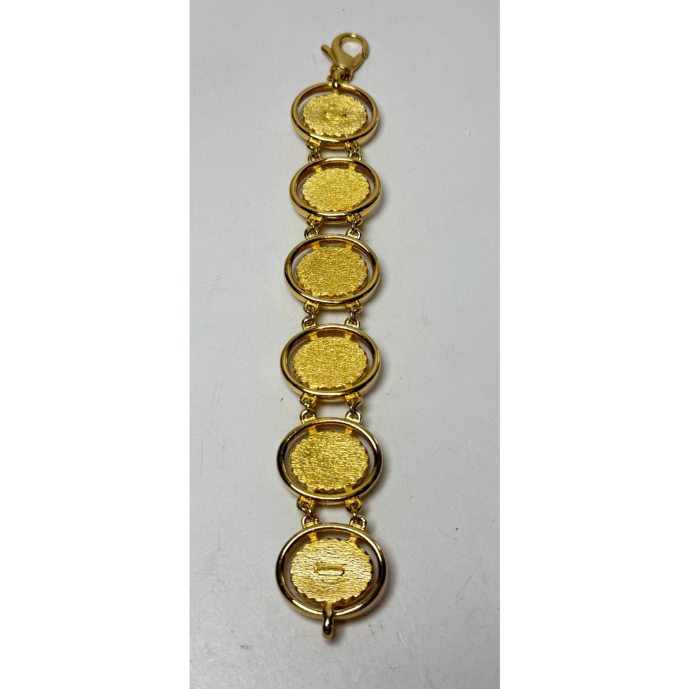 Vintage 7.5" Burberrys Burberry Black & White Gold Tone Cameo Link Bracelet - Picture 8 of 8